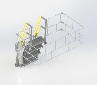 Standard folding stairs, fall protection equipment, Pacquet