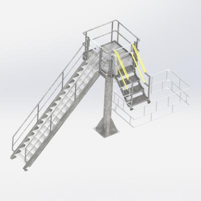 Toegangsbordes met klaptrap voor topbelading van tanks met platform en trap, Pacquet